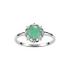 Sterling Silver Emerald & White Zircon Ring