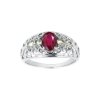Sterling Silver Ruby & White Zircon Ring
