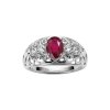 Sterling Silver Ruby & White Zircon Ring