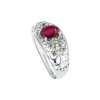 Sterling Silver Ruby & White Zircon Ring