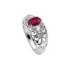 Sterling Silver Ruby & White Zircon Ring