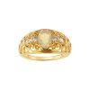Sterling Silver Ethiopian opal & White Zircon Ring Over 18K Yellow Gold Plated