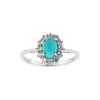 Sterling Silver Sleeping Turquoise & White Zircon Ring