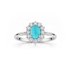 Sterling Silver Sleeping Turquoise & White Zircon Ring