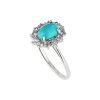 Sterling Silver Sleeping Turquoise & White Zircon Ring