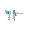 Sterling Silver Sleeping Turquoise & White Zircon Earrings
