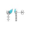 Sterling Silver Sleeping Turquoise & White Zircon Earrings