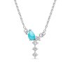 Sterling Silver Sleeping Turquoise & White Zircon Necklace 18 Inches