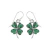 Sterling Silver Malachite 4 Leaf Clover Earrings