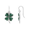 Sterling Silver Malachite 4 Leaf Clover Earrings