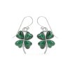 Sterling Silver Malachite 4 Leaf Clover Earrings
