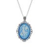 Sterling Silver Blue Agate Angel Cameo Pendant With Chain 18 Inches