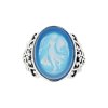 Sterling Silver Blue Agate Angel Cameo Pendant Ring
