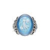 Sterling Silver Blue Agate Angel Cameo Pendant Ring