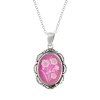 Sterling Silver Pink Agate Daffodil Cameo Pendant With Chain 18 Inches