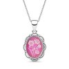 Sterling Silver Pink Agate Daffodil Cameo Pendant With Chain 18 Inches