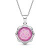 Sterling Silver Pink Agate Rose Cameo Pendant With Chain 18 Inches
