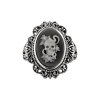 Sterling Silver Black Agate Skull Cameo Ring