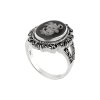 Sterling Silver Black Agate Skull Cameo Ring
