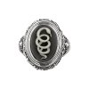 Sterling Silver Black Agate Snake Cameo Ring