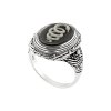 Sterling Silver Black Agate Snake Cameo Ring