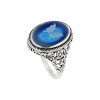 Sterling Silver Blue Agate Butterfly Cameo Ring