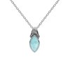 Sterling Silver Larimar Pendant With Chain 18 Inches