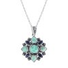 Sterling Silver Larimar & Lapis Pendant With Chain 18 Inches