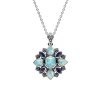 Sterling Silver Larimar & Lapis Pendant With Chain 18 Inches
