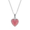 Sterling Silver Rhodochrosite Heart Pendant With Chain 18 Inches