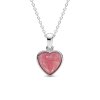 Sterling Silver Rhodochrosite Heart Pendant With Chain 18 Inches