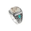 Sterling Silver Wild Horse and Turquoise Men's Ring