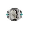 Sterling Silver White Buffalo and Turquoise Men's Ring