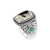 Sterling Silver White Buffalo and Turquoise Men's Ring