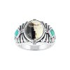 Sterling Silver White Buffalo and Turquoise Men's Ring