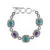 Sterling Silver Turquoise & Charoite Bracelet 7.25-8 Inches
