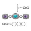 Sterling Silver Turquoise & Charoite Bracelet 7.25-8 Inches