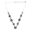 Sterling Silver Turquoise & Charoite Necklace 18 Inches