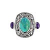 Sterling Silver Turquoise & Charoite Ring