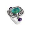Sterling Silver Turquoise & Charoite Ring