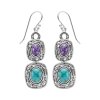 Sterling Silver Turquoise & Charoite Earrings