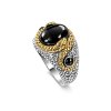 Sterling Silver Black Onyx Two-Tone Snake Men's Ring