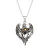 Sterling Silver Eagle Shield Men's Pendant Two-Tone With Chain 22 Inches