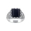 Sterling Silver Facet Black Onyx Men's Ring