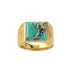 Sterling Silver Turquoise Men's Ring Men's Ring Over 18K Yellow Gold Plated