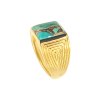 Sterling Silver Turquoise Men's Ring Men's Ring Over 18K Yellow Gold Plated