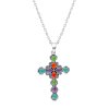 Sterling SilverMulti Colors Cross Pendant With Chain 18 Inches
