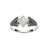 Sterling Silver Mother of Pearl & Marcasite Ring