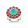 Sterling Silver Turquoise With Red Coral Southwestern Ring