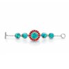 Sterling Silver Turquoise With Red Coral Southwestern Bracelet 7.5 Inches
